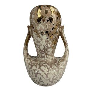 Vintage MCM 50s Weeping Gold Vase Cameron Clay Products 24kt Gold Made in USA